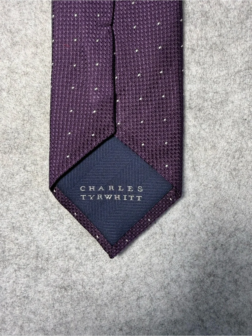Charles Tyrwhitt Deep Purple 100% Silk Tie with Tiny Silver Dots